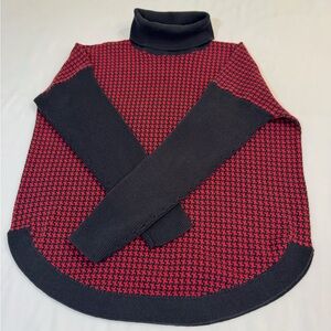 Michael Kors Red and Black Knit Turtleneck Sweater Size L